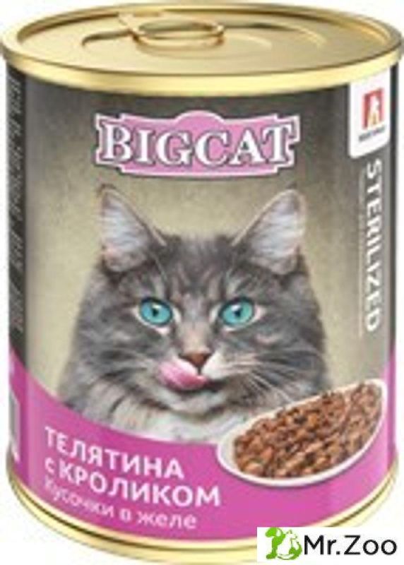 Зоогурман BIG CAT Sterilized влажный корм для стерилизованных кошек консервированный, телятина с кроликом