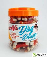 BRAVA Лакомство для собак кальцевая косточка твин с курицей