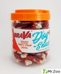 BRAVA Лакомство для собак кальцевая косточка твин с уткой