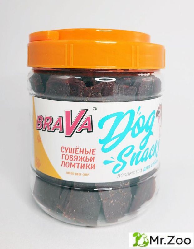 BRAVA Лакомство для собак сушеные говяжьи ломтики