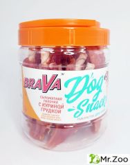 BRAVA Лакомство для собак сыромятная палочка с куриной грудкой