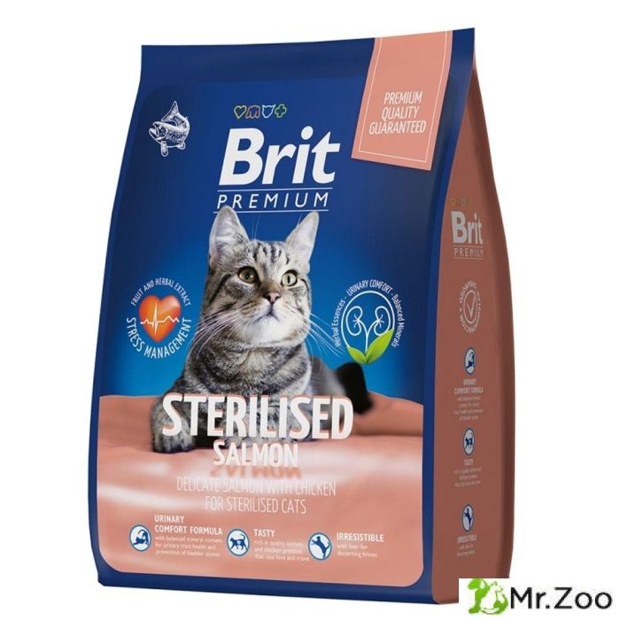 Сухой корм Brit Premium Cat Sterilized Salmon & Chicken с Лососем и Курицей