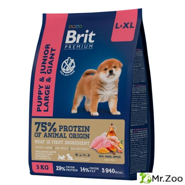 Сухой корм Brit Premium Dog Puppy and Junior Large and Giant с курицей для щенков крупных и гигантских пород