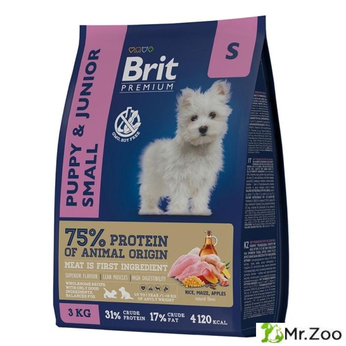 Сухой корм Brit Premium Dog Puppy and Junior Small с курицей для щенков мелких пород