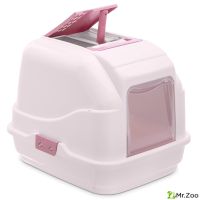 Туалет IMAC закрытый для кошек Easy Cat белый/тёмно-розовый 50х40х40 см