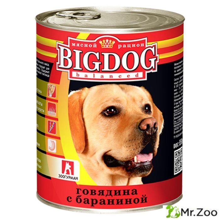 Зоогурман "BIG DOG" влажный корм для собак говядина с бараниной