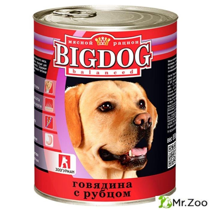 Зоогурман "BIG DOG" влажный корм для собак говядина с рубцом