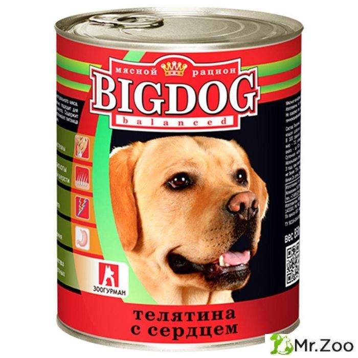 Зоогурман "BIG DOG" влажный корм для собак телятина с сердцем