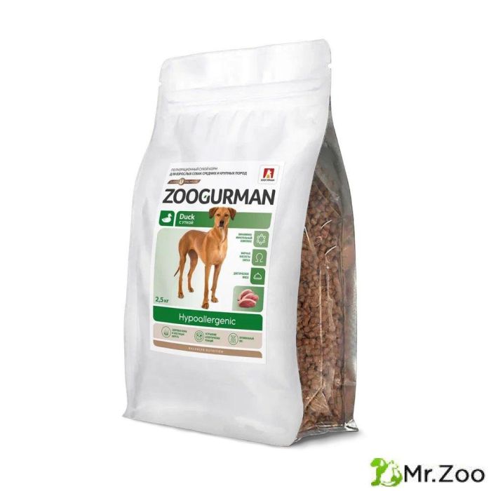 Зоогурман Hypoallergenic сухой корм для собак средних и крупных пород с уткой