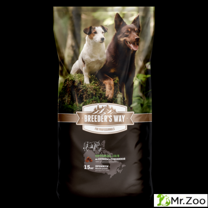 Зоогурман «Breeder's way» Standard 20/10 сухой корм для взрослых собак курица с говядиной