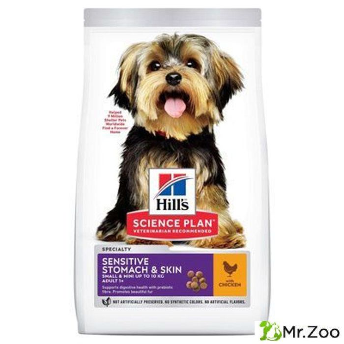 Сухой корм Hill's Science Plan Sensitive Stomach & Skin для взрослых собак мелких пород с чувствительной кожей и/или пищеварением, с курицей