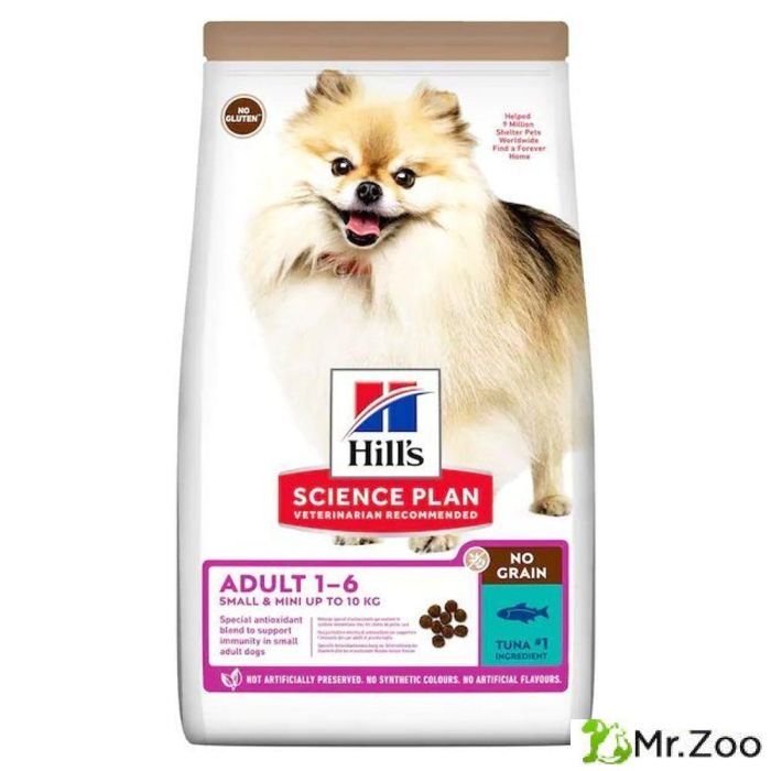 Беззлаковый сухой корм Hill's Science Plan No Grain для взрослых собак мелких пород с тунцом