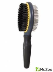 Щетка J.W. Grip Soft Cat Double Sided Brush для кошек - двухсторонняя щетиновая+массажная большая