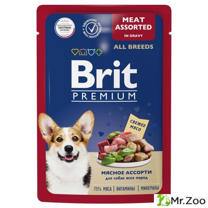 Brit Premium Пауч для взрослых собак всех пород мясное ассорти в соусе