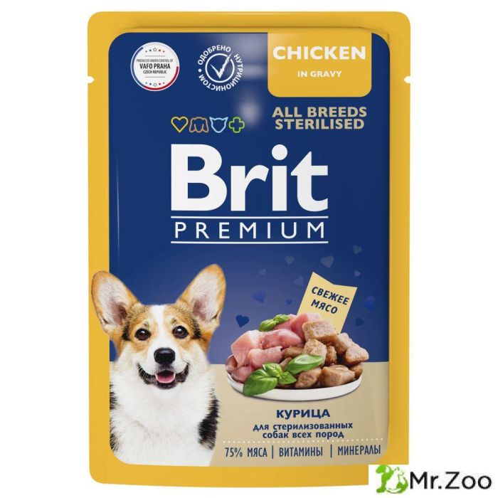 Brit Premium Пауч для взрослых стерилизованных собак всех пород курица в соусе