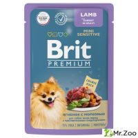 Brit Premium Пауч для взрослых мини собак с чувствительным пищеварением ягненок с морковью в соусе