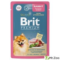 Brit Premium Пауч для взрослых стерилизованных собак мини пород кролик и брусника в соусе