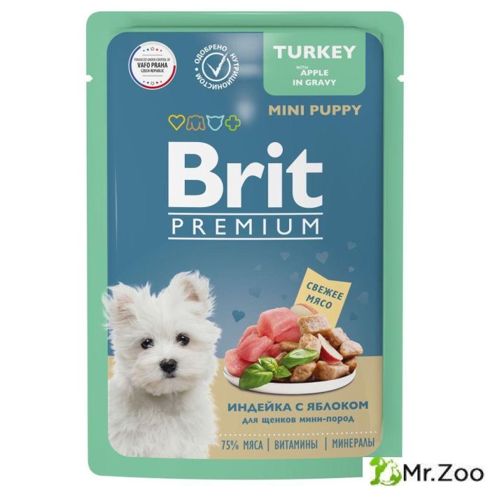 Brit Premium Пауч для щенков миниатюрных пород индейка с яблоком в соусе