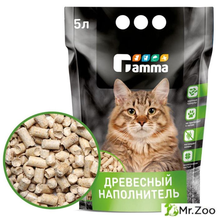 Наполнитель Gamma древесный  впитывающий крупные гранулы