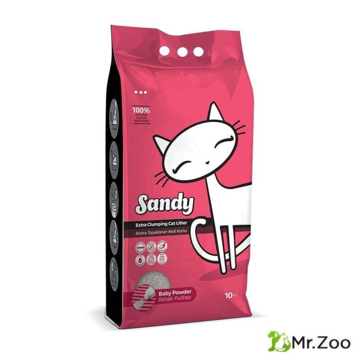 Наполнитель Sandy Baby Powder с ароматом детской присыпки для кошачьего туалета 10кг