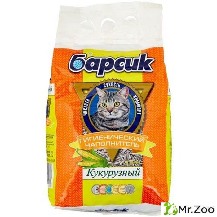 Впитывающий наполнитель Барсик Кукурузный для кошачьих туалетов