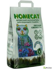 Древесный наполнитель HOMECAT Лесная свежесть для кошачьих туалетов мелкие гранулы