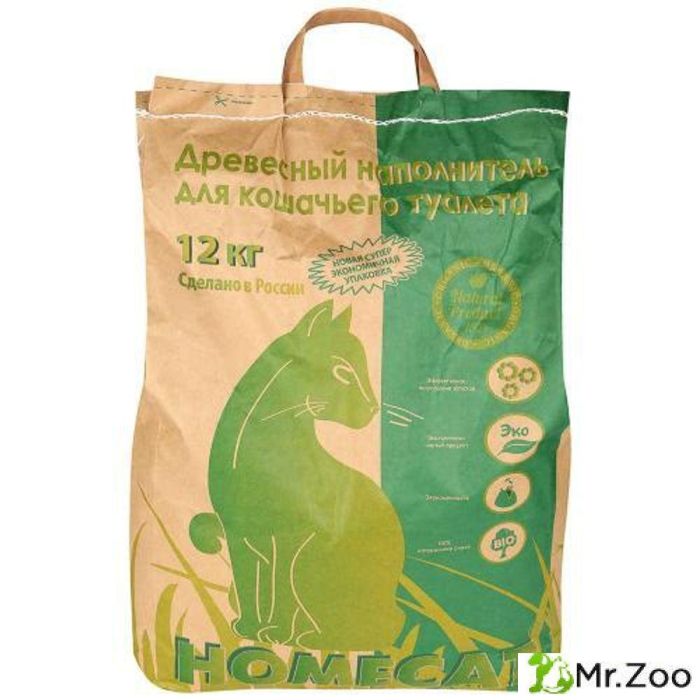 Древесный наполнитель HOMECAT для кошачьих туалетов мелкие гранулы