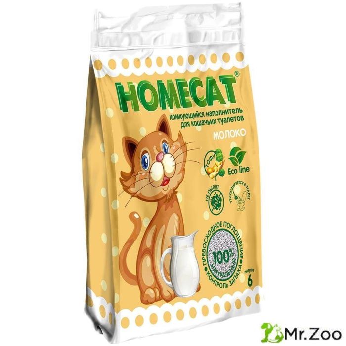 Комкующийся наполнитель HOMECAT «Эколайн» для кошачьих туалетов молоко