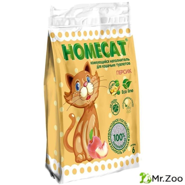 Комкующийся наполнитель HOMECAT «Эколайн» для кошачьих туалетов персик