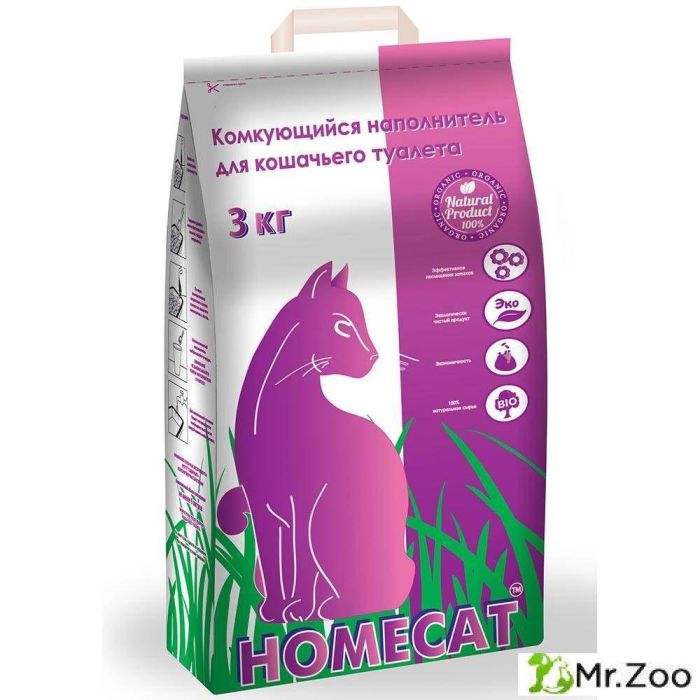 Комкующийся наполнитель HOMECAT для кошачьих туалетов