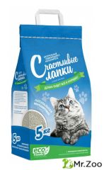 Комкующийся наполнитель Счастливые лапки Эконом для кошачьих туалетов