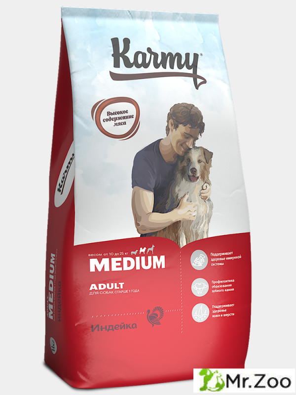 Сухой корм Karmy Medium Adult для собак средних пород Индейка