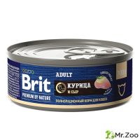 Консервы Brit Premium by Nature с мясом курицы и сыром  для кошек 100гр