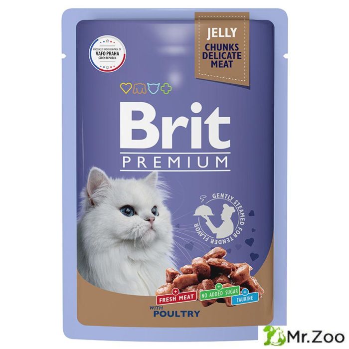 Пауч Brit Premium для взрослых кошек ассорти из птицы в желе