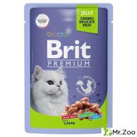 Пауч Brit Premium для взрослых кошек ягненок в желе