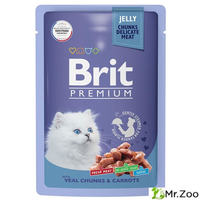 Пауч Brit Premium для котят телятина с морковью в желе