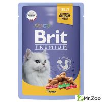 Пауч Brit Premium для взрослых кошек тунец в желе