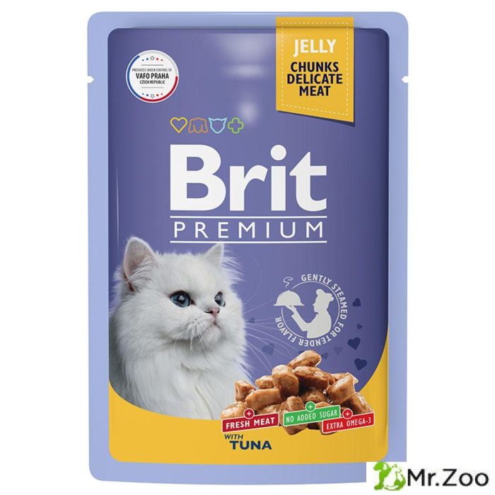 Пауч Brit Premium для взрослых кошек тунец в желе