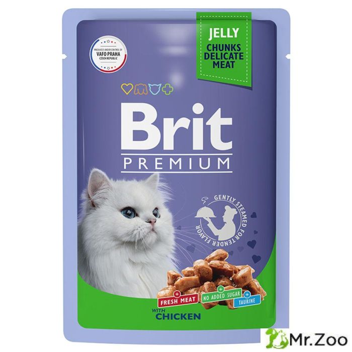Пауч Brit Premium для взрослых кошек цыпленок в желе