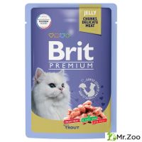 Пауч Brit Premium для взрослых кошек форель в желе