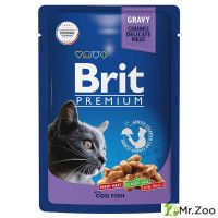 Пауч Brit Premium для взрослых кошек треска в соусе