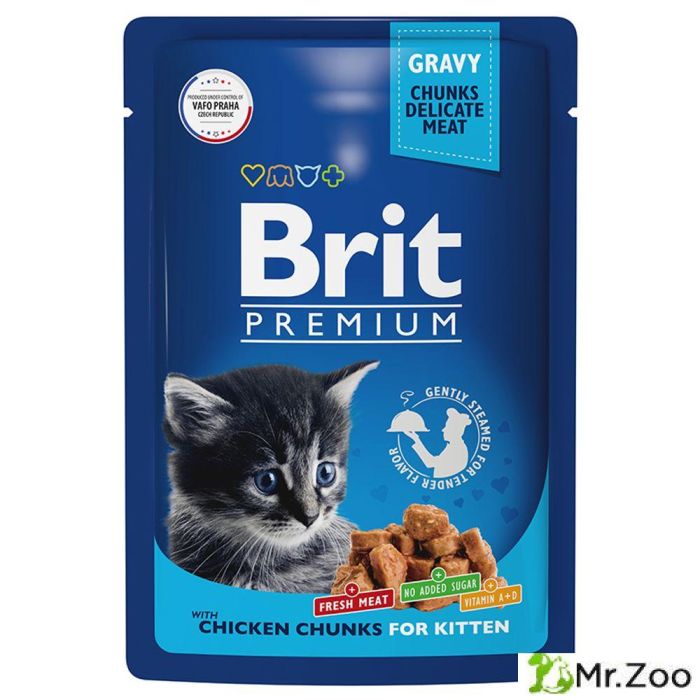 Пауч Brit Premium для котят цыпленок в соусе