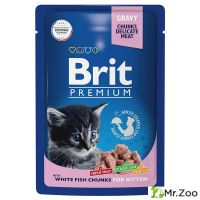 Пауч Brit Premium для котят белая рыба в соусе