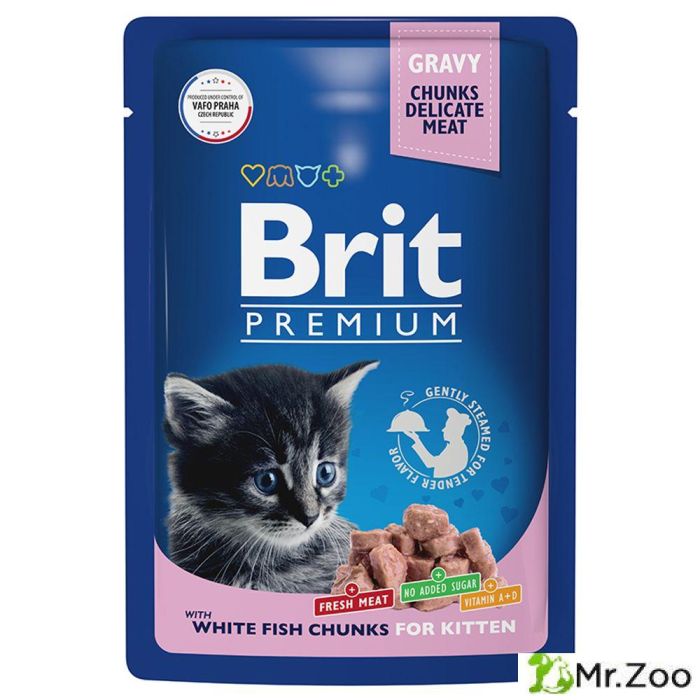 Пауч Brit Premium для котят белая рыба в соусе