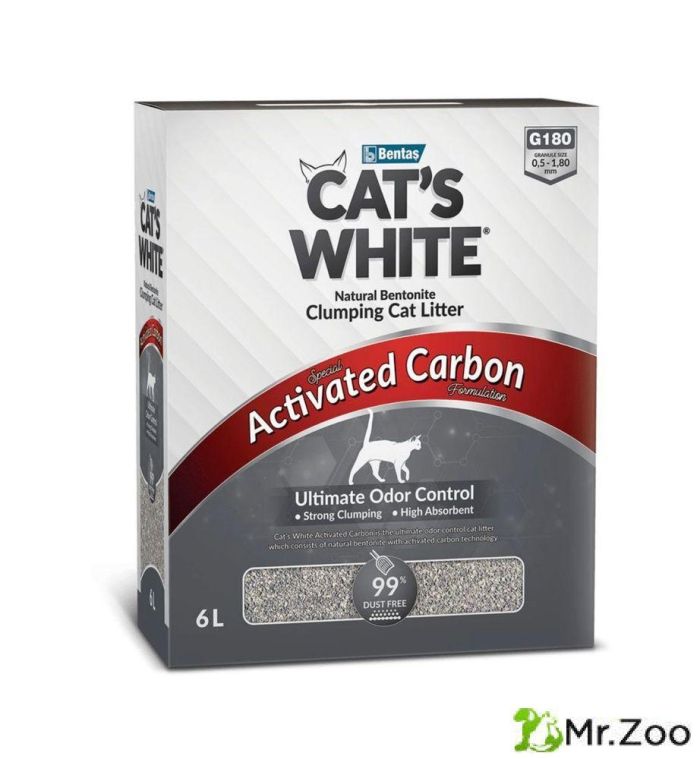 Cats White BOX Activated Carbon комкующийся наполнитель с активированным углем
