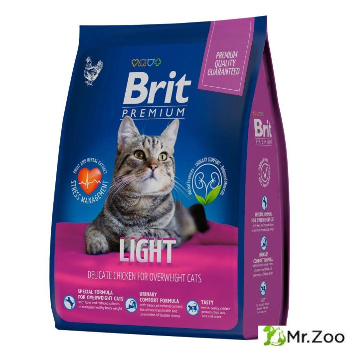 Сухой корм Brit Premium Cat Light с курицей для кошек с избыточным весом