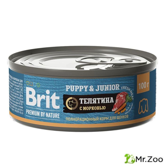 Консервы Brit Premium By Nature с телятиной и морковью для щенков всех пород