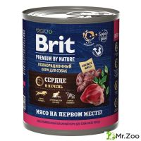 Консервы Brit Premium By Nature с сердцем и печенью для взрослых собак всех пород