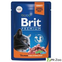 Пауч Brit Premium для взрослых стерилизованных кошек лосось в соусе