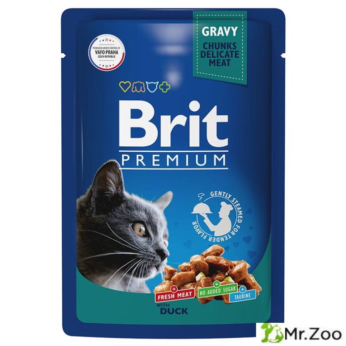 Пауч Brit Premium для взрослых кошек утка в соусе